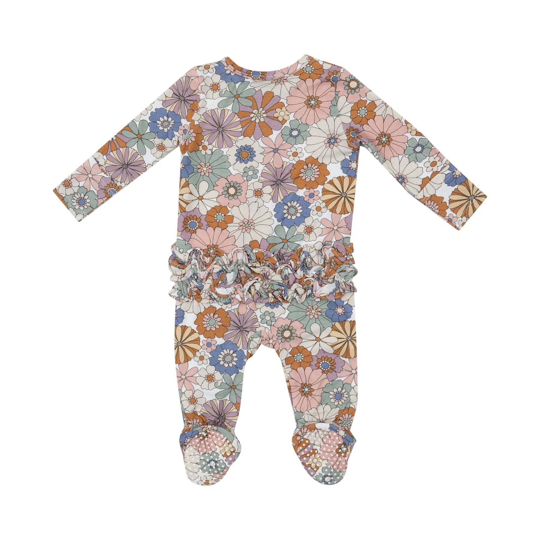 2 Way Zipper Ruffle Back Footie - Brighton Floral by Angel Dear