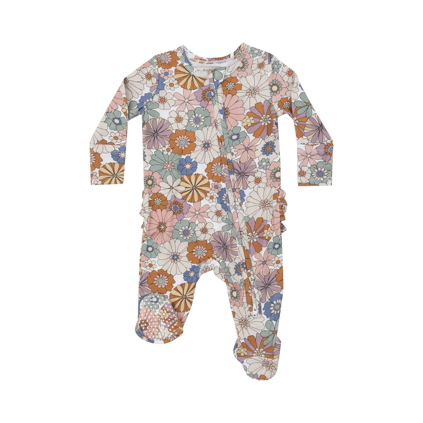 2 Way Zipper Ruffle Back Footie - Brighton Floral by Angel Dear