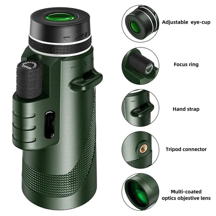 40X60 Outdoor Night Vision High Power HD Monocular (Standard Universal Clip Tripod)
