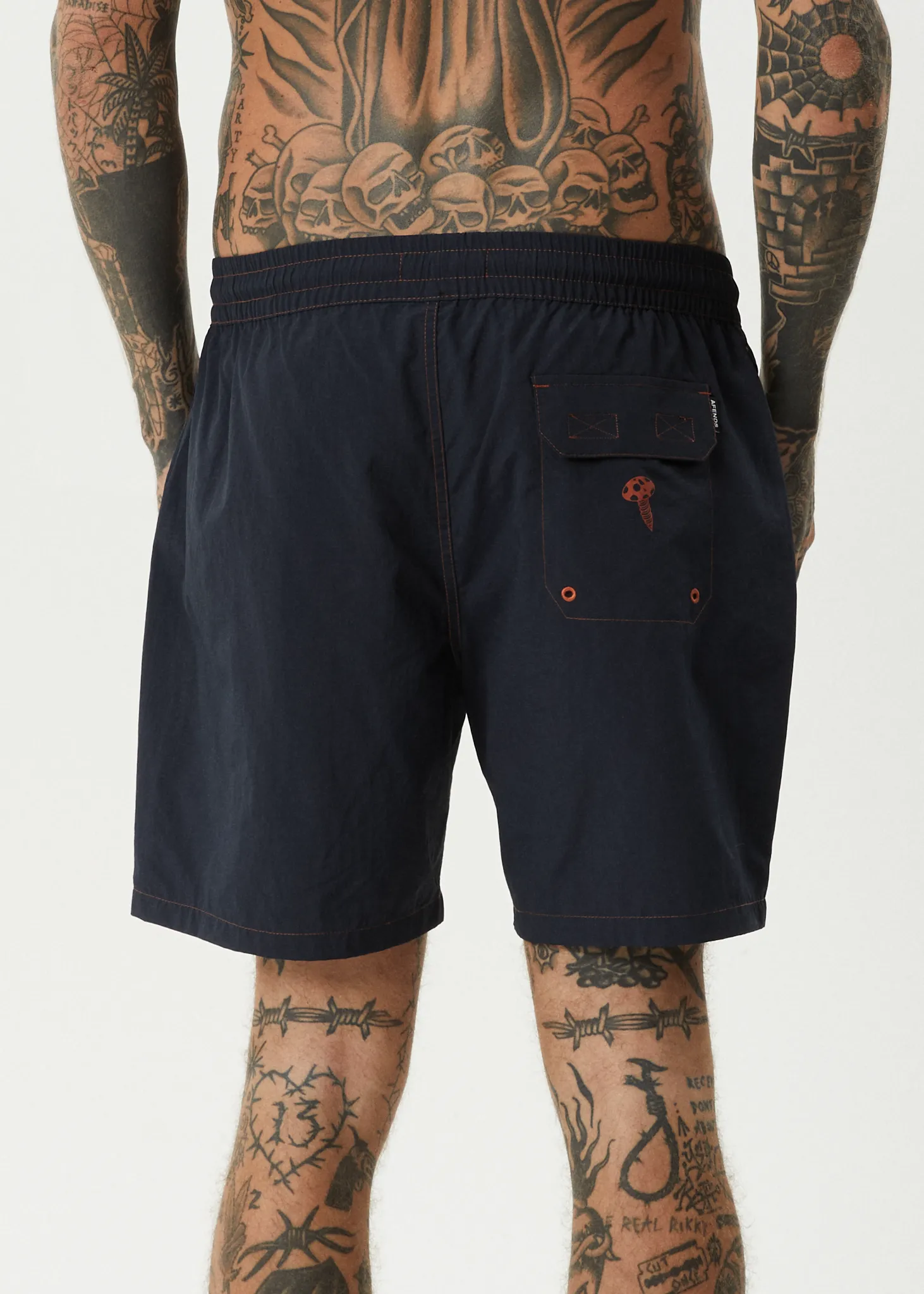 AFENDS Mens Nuts N Bolts - Baywatch Swim Short 18 Inch - Deep Sea
