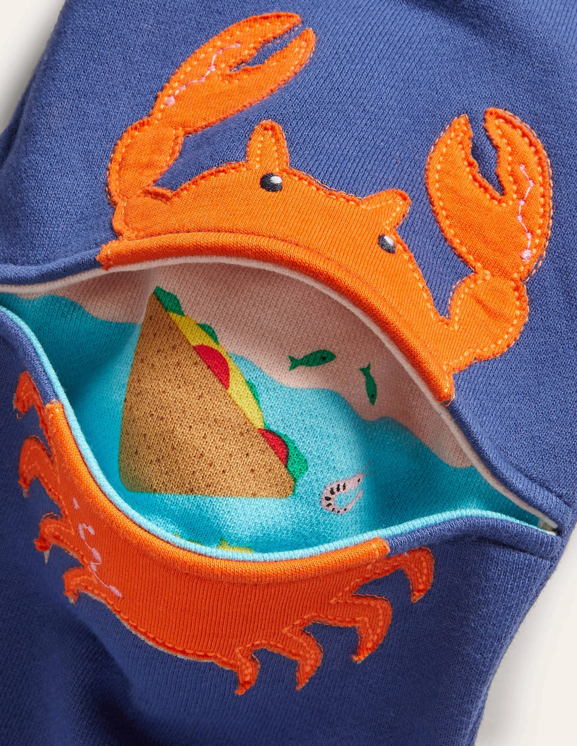 Appliqué Knee Joggers-Blue Wave Crabs