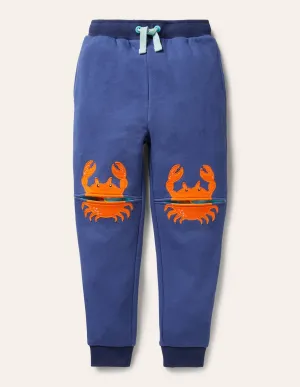 Appliqué Knee Joggers-Blue Wave Crabs