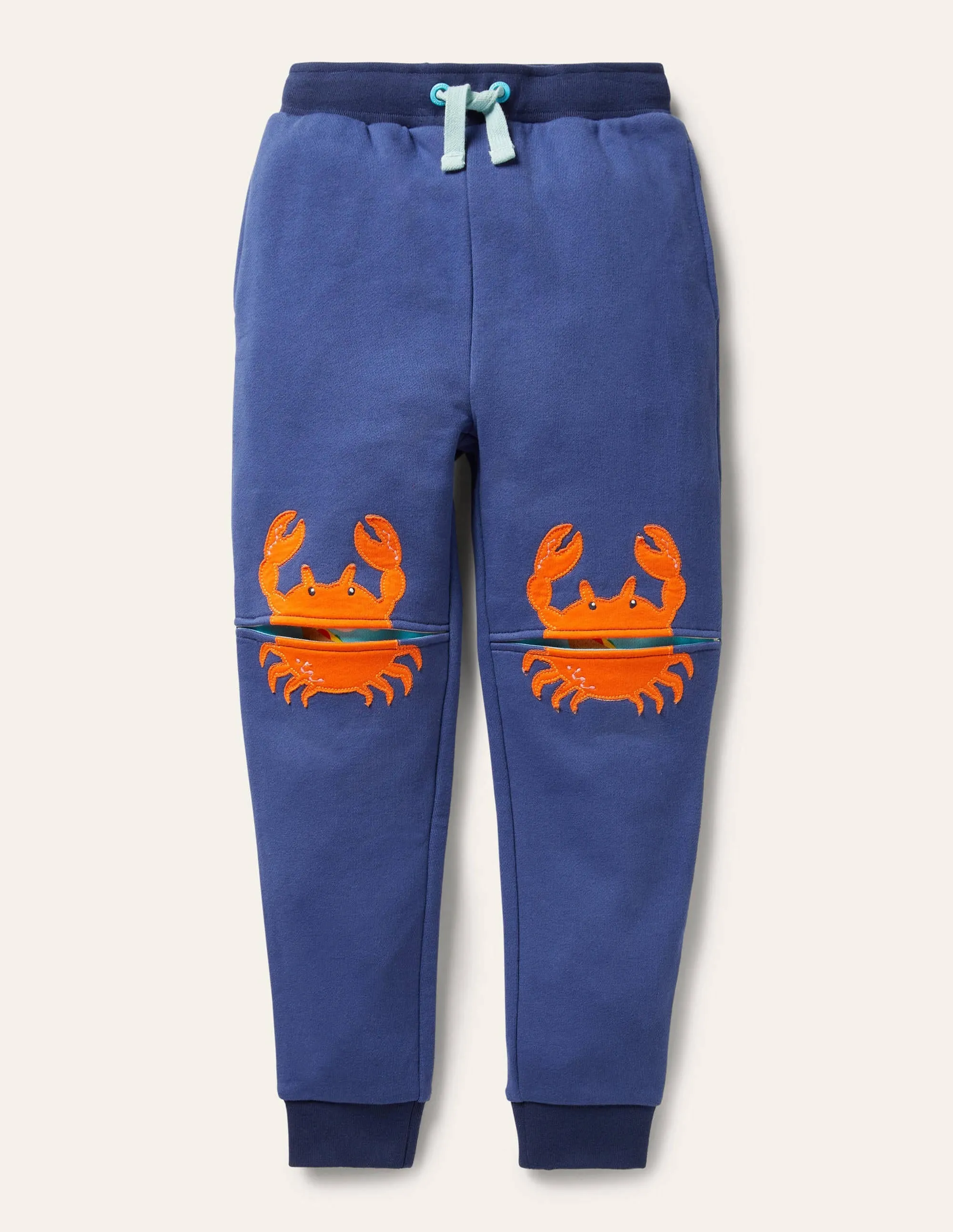 Appliqué Knee Joggers-Blue Wave Crabs