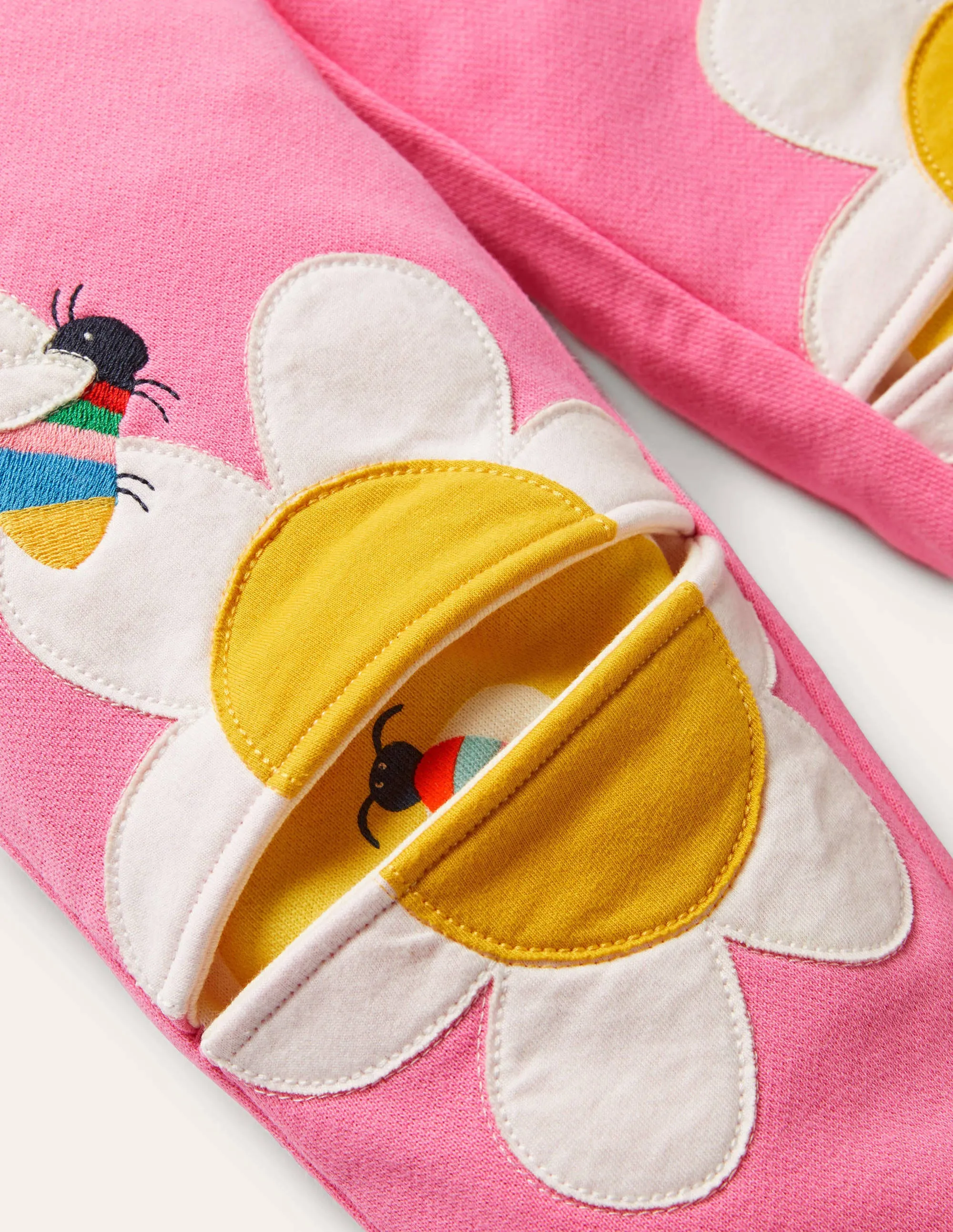 Appliqué Knee Joggers-Bright Petal Pink Flower