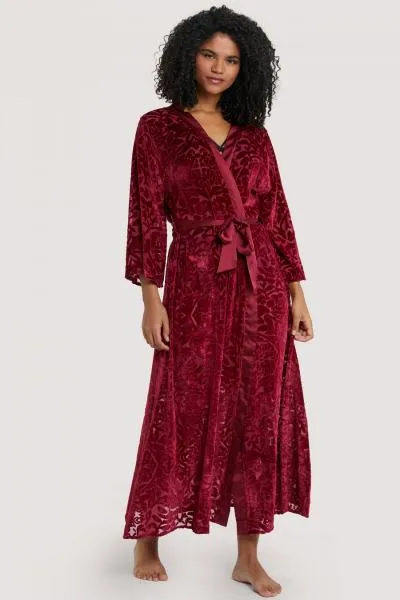 Aubergine Devore Gown - Wine -