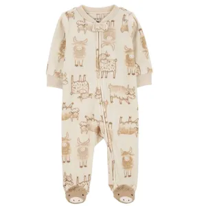 Baby Boys' 2-Piece 2-Way Zip Fleece Highland Cow Pajamas 1R958610