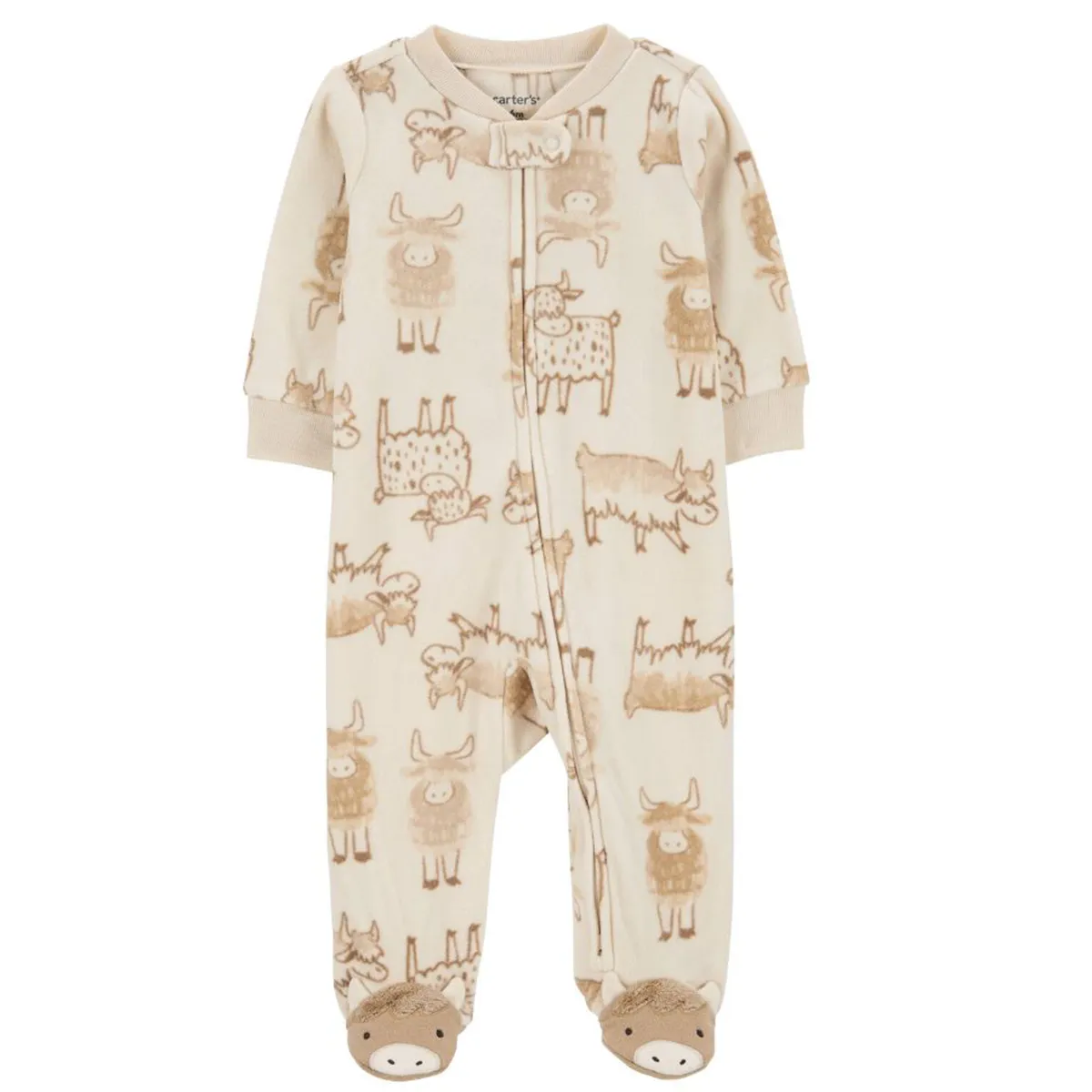 Baby Boys' 2-Piece 2-Way Zip Fleece Highland Cow Pajamas 1R958610