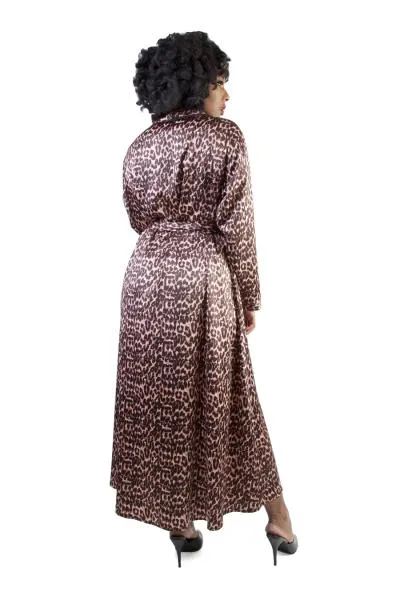 Bettie Page Leopard Print Satin Robe -