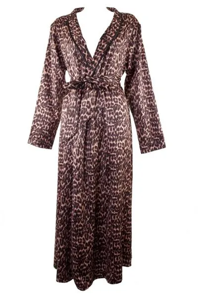Bettie Page Leopard Print Satin Robe -