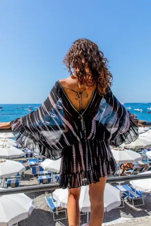 Black Silk Drop Waisted Beach Dress