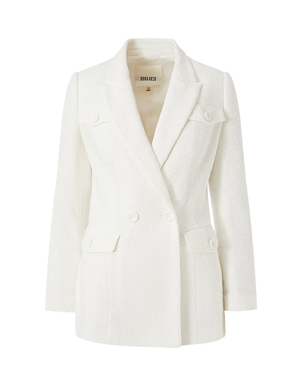 BORA AKSU Flap Pockets Double-Breasted Tweed Blazer