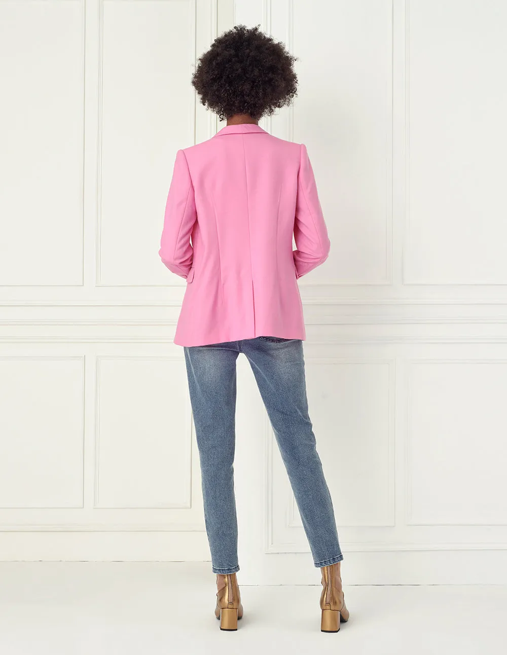 BORA AKSU Pink Shawl Collar Single-Breasted Blazer
