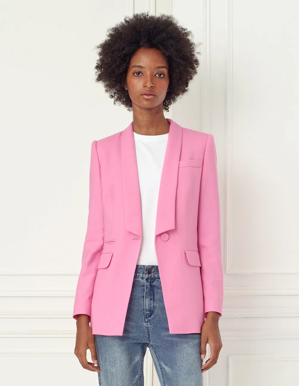 BORA AKSU Pink Shawl Collar Single-Breasted Blazer