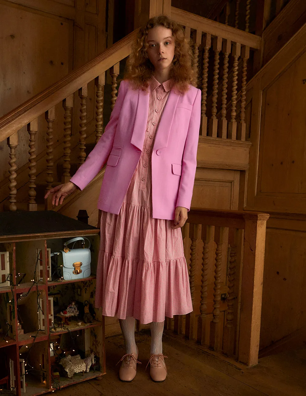 BORA AKSU Pink Shawl Collar Single-Breasted Blazer
