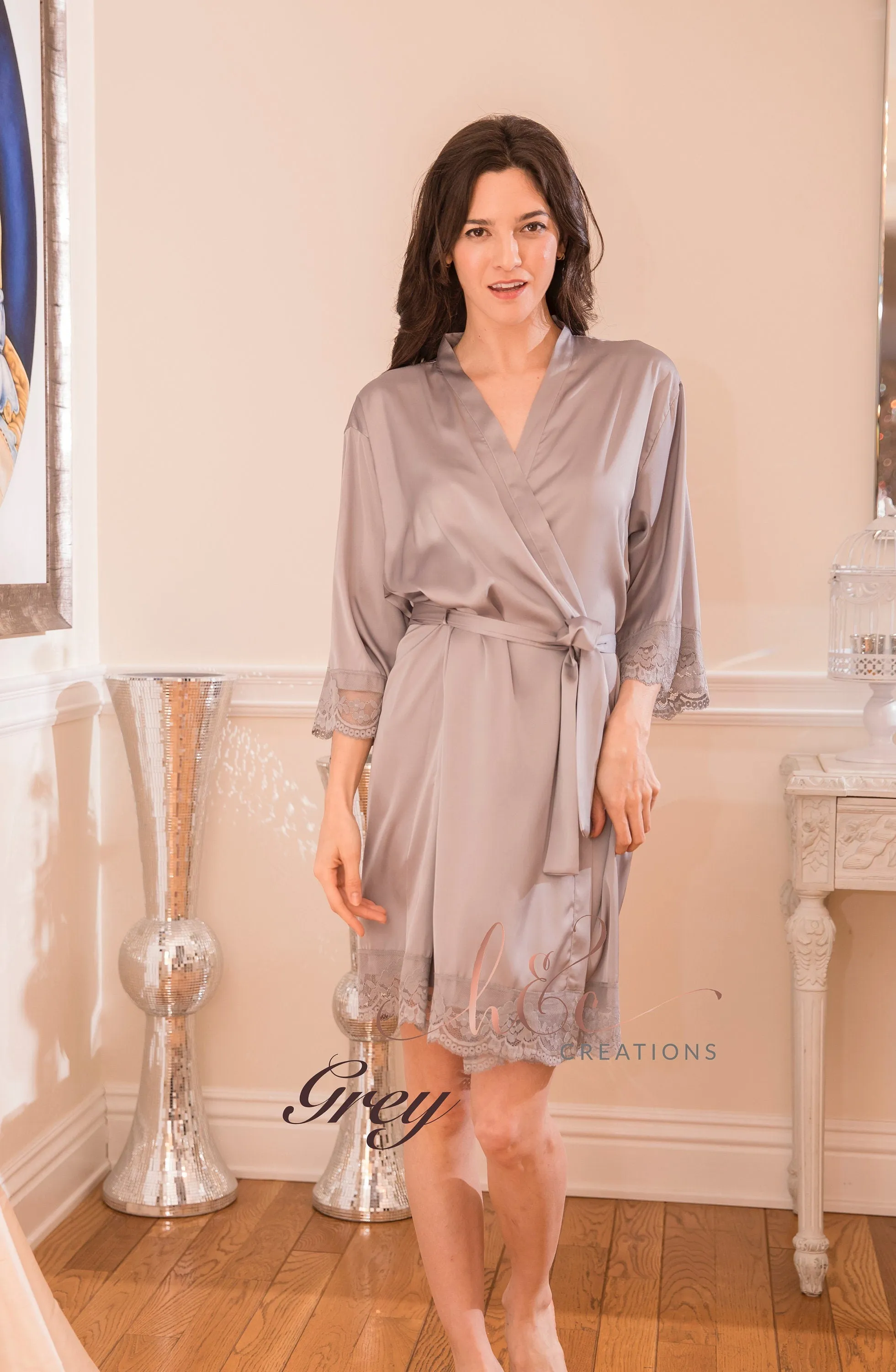 Bridesmaid Robes | Lace Bridal Robe | Bride Robe | Bridal Party Robes | Bridesmaid Gifts | Satin Robe | Kimono Robe | Lace Robe