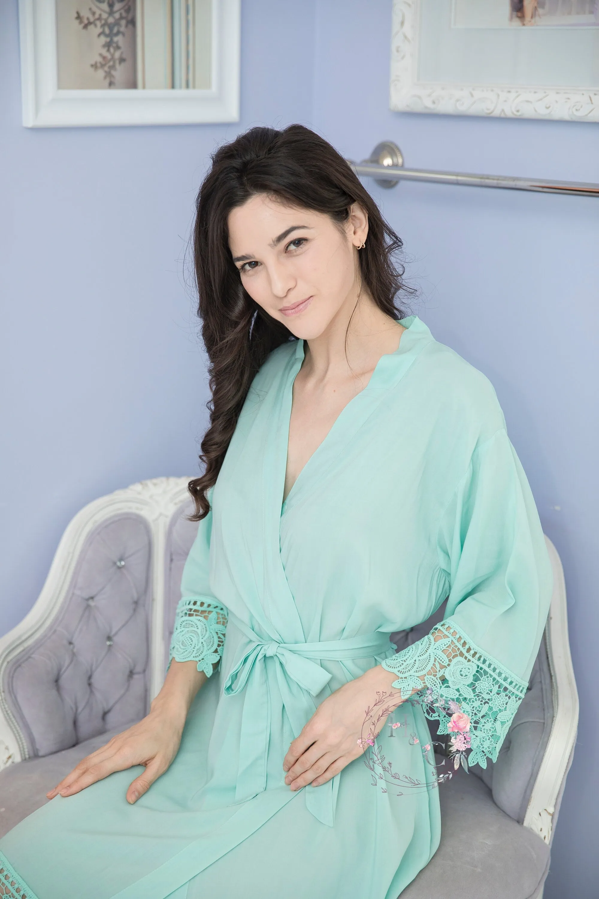 Bridesmaid Robes set of 3,4,5,6,7,8,9,10,11,12,13, Bridesmaid Gift, Wedding Robes, Bridal Robes, Cotton Lace Robes, Flower Girl Robes,