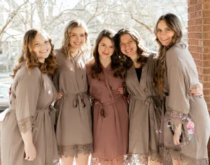 Bridesmaid Robes set of 3,4,5,6,7,8,9,10,11,12,13, Bridesmaid Gift, Wedding Robes, Bridal Robes, Cotton Lace Robes, Flower Girl Robes,