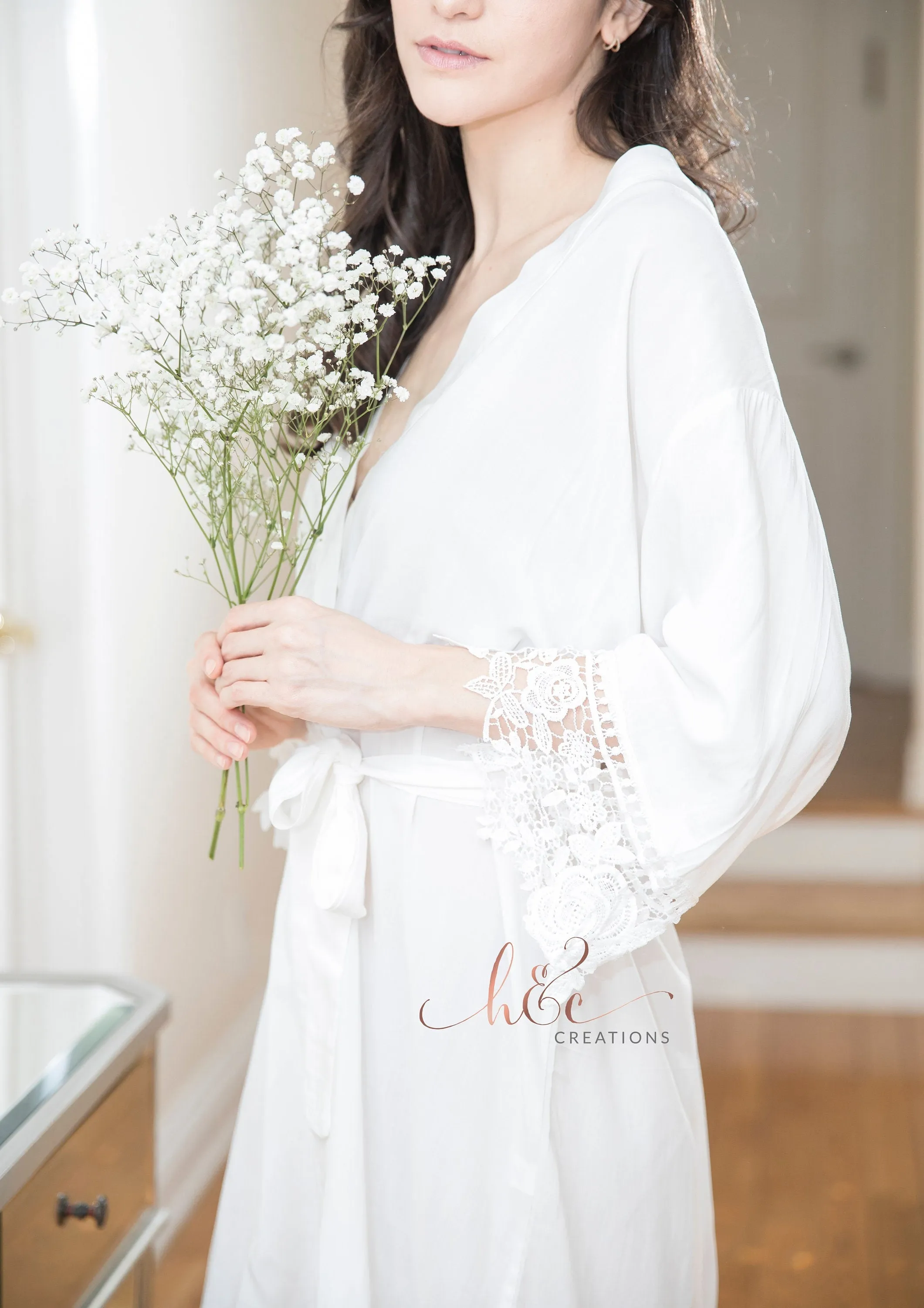 Bridesmaid Robes set of 3,4,5,6,7,8,9,10,11,12,13, Bridesmaid Gift, Wedding Robes, Bridal Robes, Cotton Lace Robes, Flower Girl Robes,