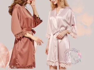 Bridesmaids Gifts/ Bridesmaid robes/ Bride Gift/ Wedding robes/ Bridal Party Robes/ Lace Robe/Robes for bridesmaid