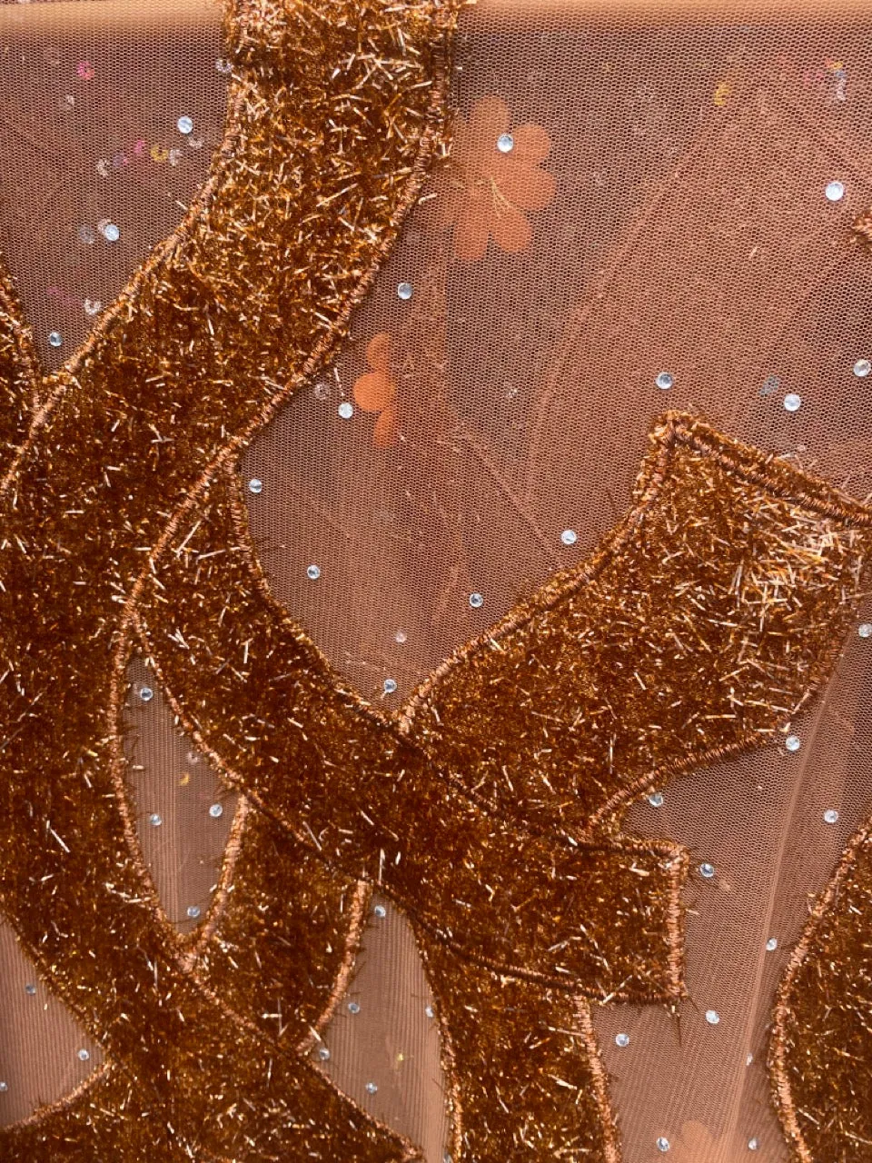 Brown Sheer Lurex 70s Sparkle Kaftan Gown
