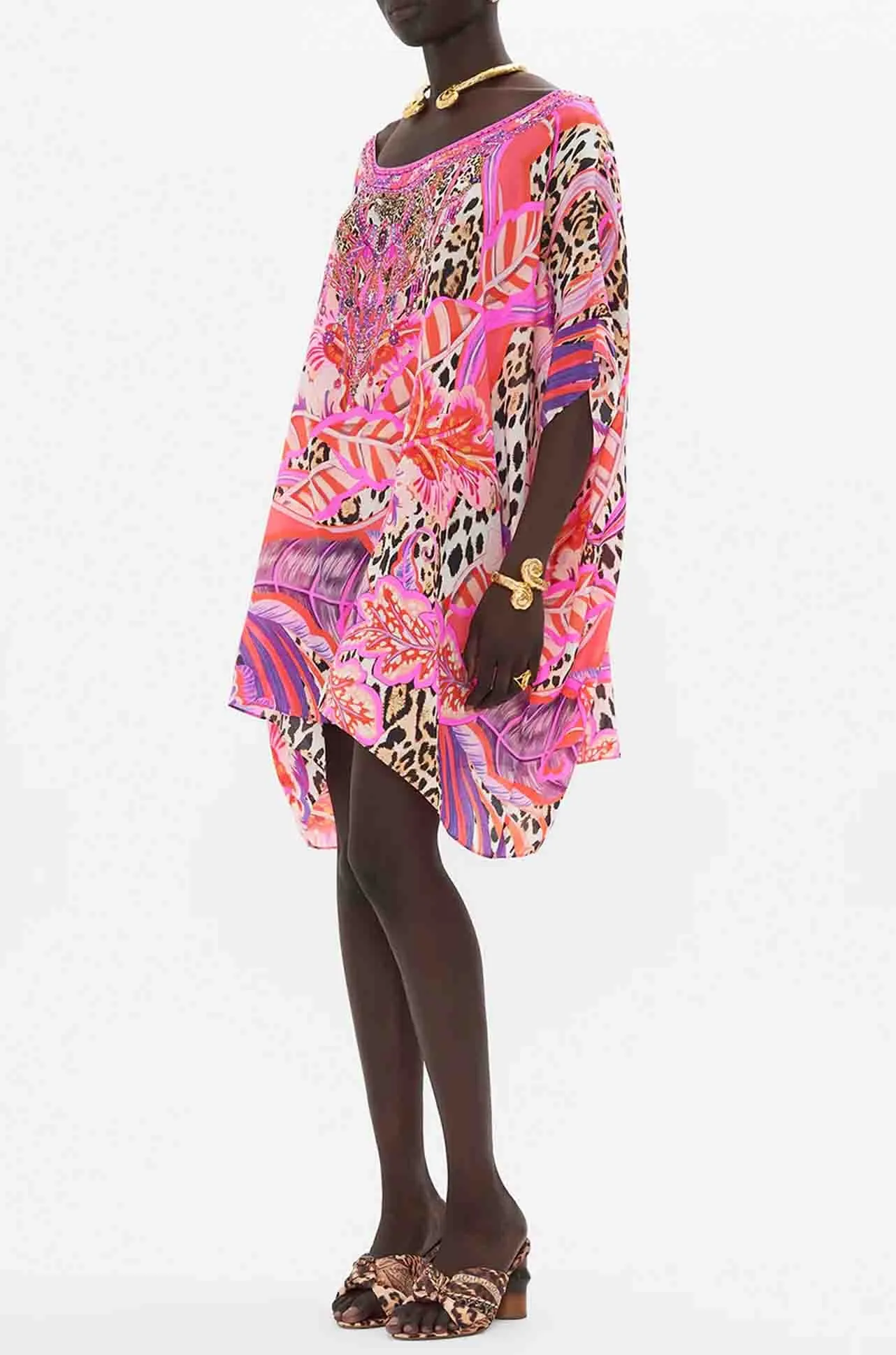 Camilla - Viola Vintage Short Round Neck Kaftan