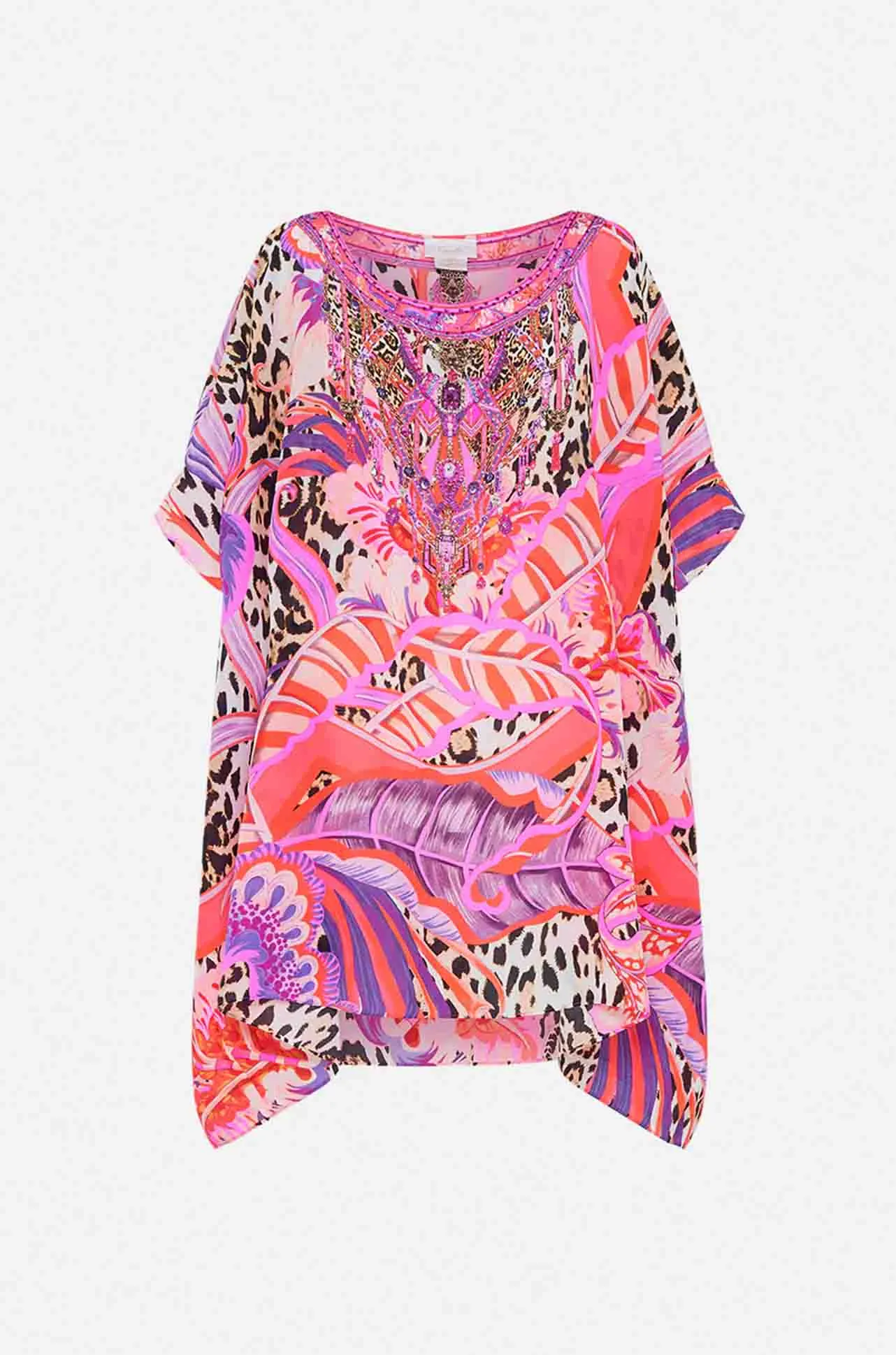 Camilla - Viola Vintage Short Round Neck Kaftan