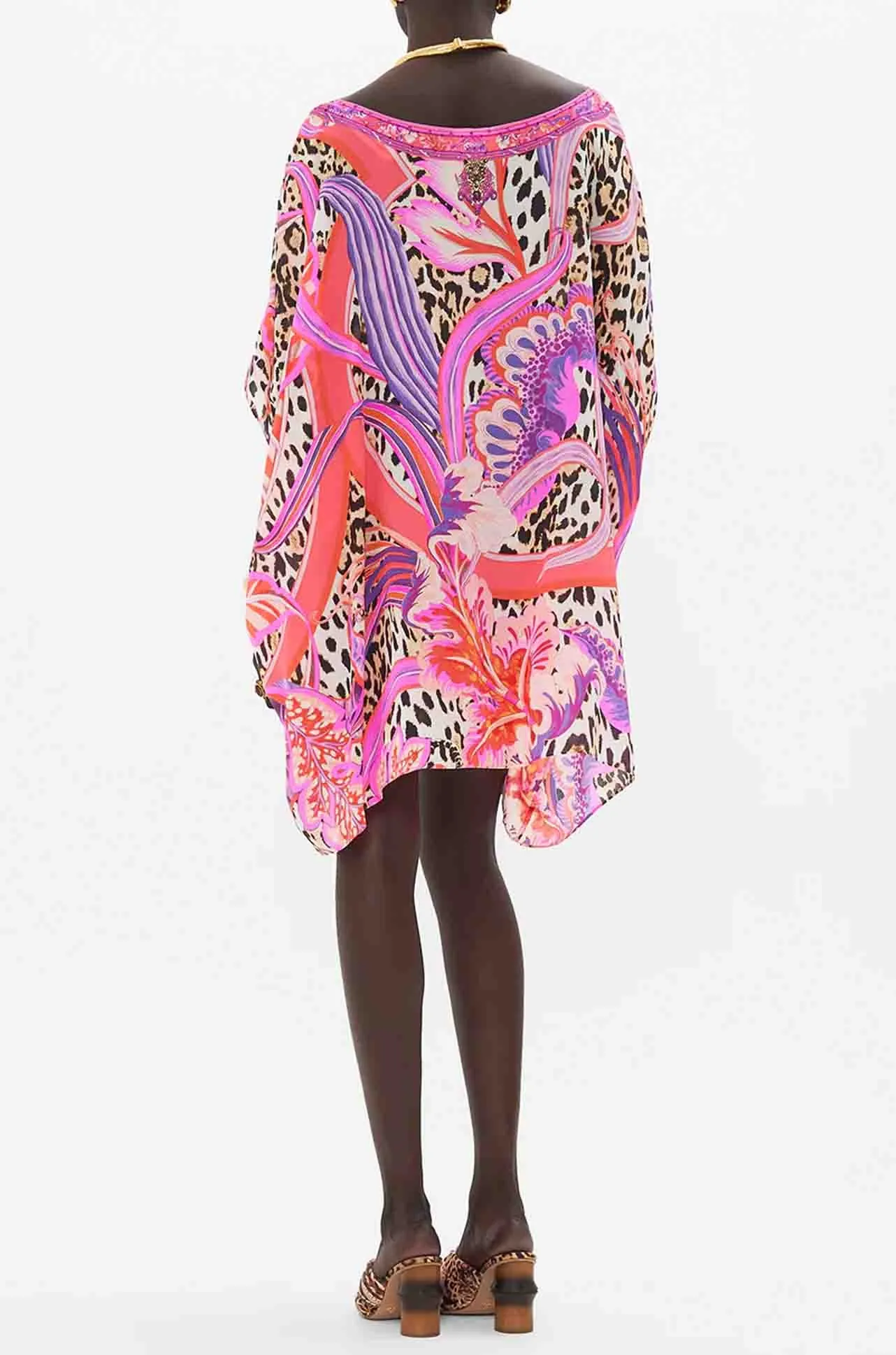 Camilla - Viola Vintage Short Round Neck Kaftan