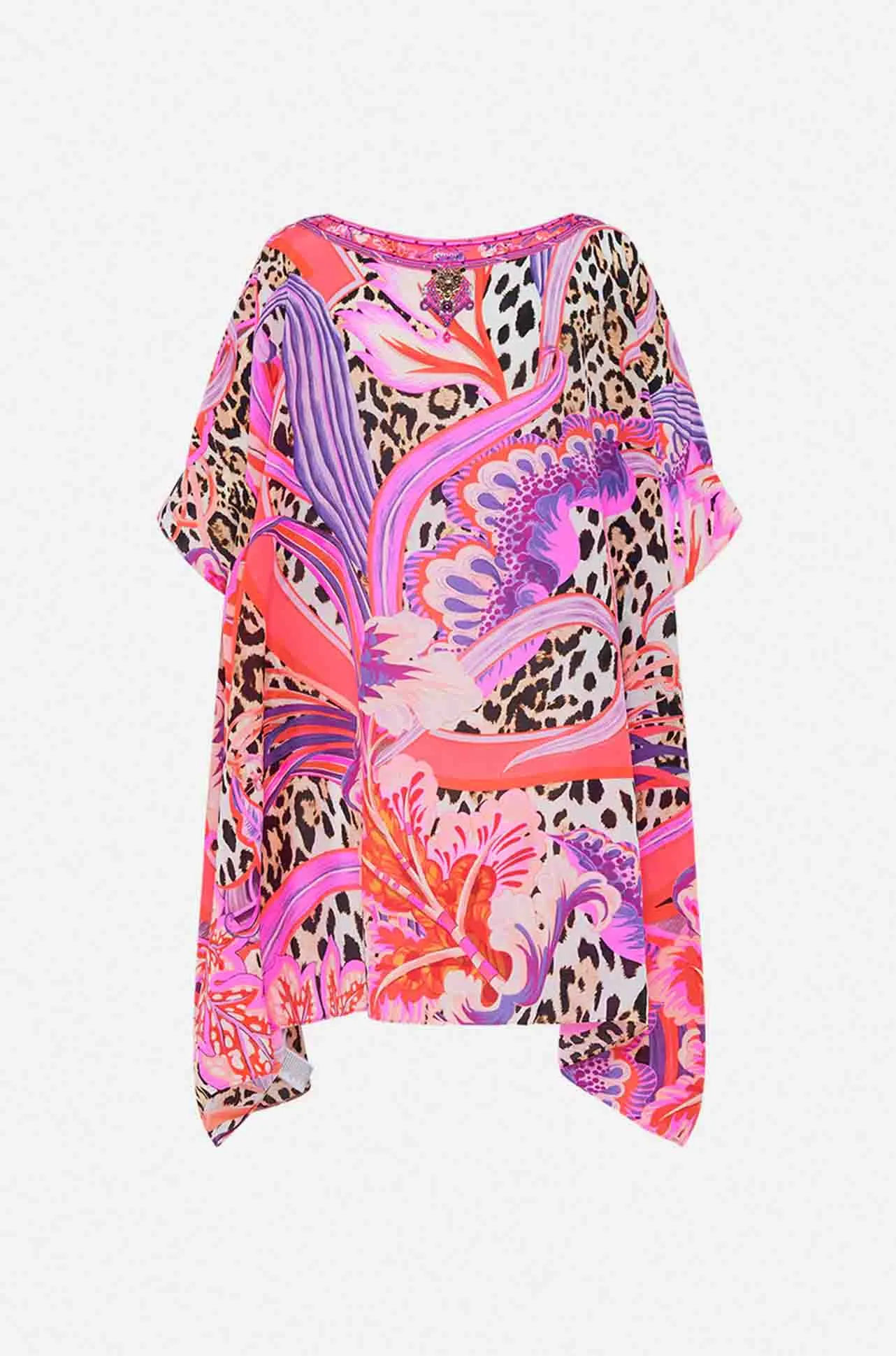 Camilla - Viola Vintage Short Round Neck Kaftan