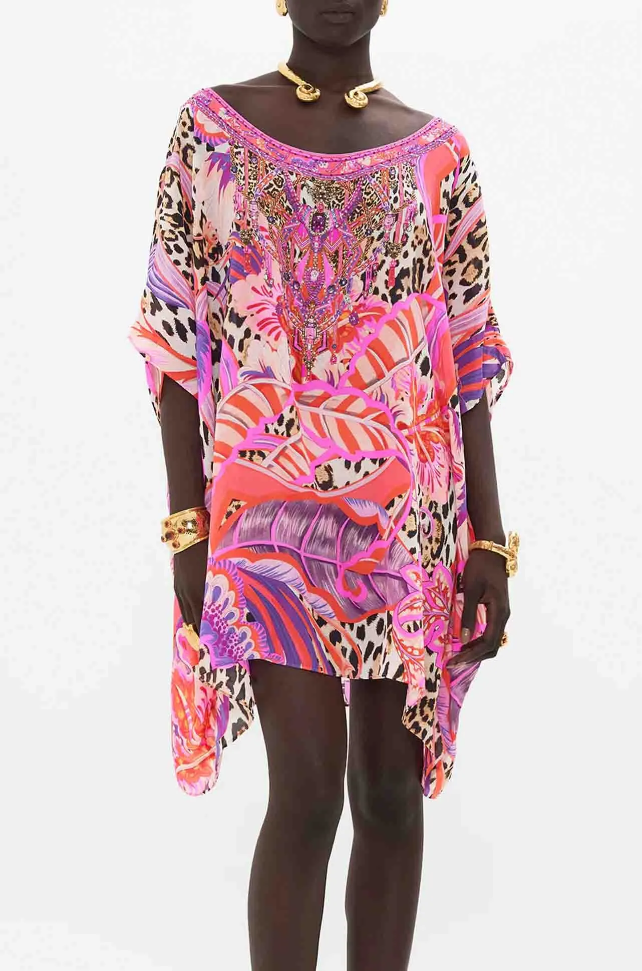 Camilla - Viola Vintage Short Round Neck Kaftan