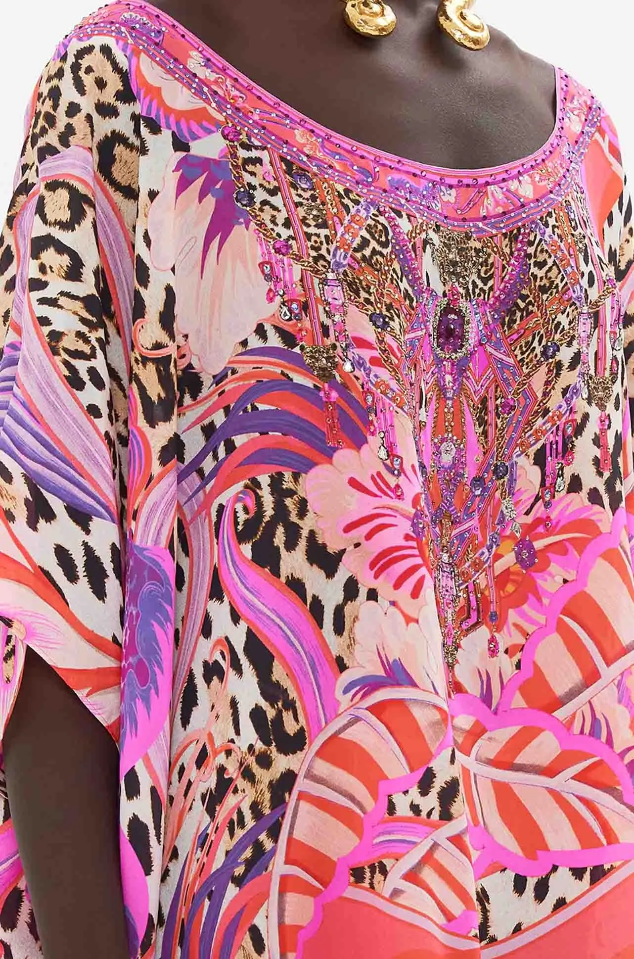 Camilla - Viola Vintage Short Round Neck Kaftan
