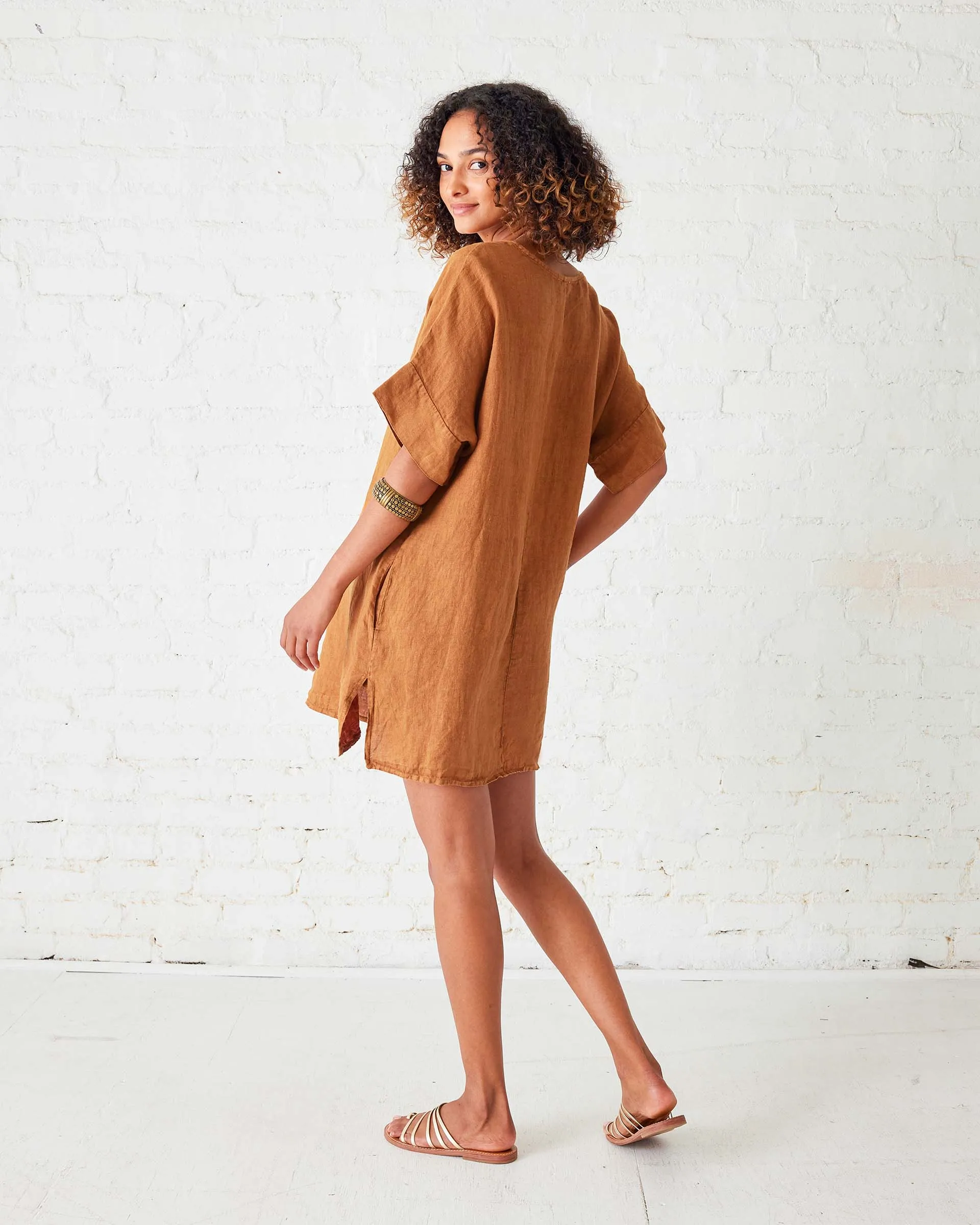 Cassis Linen Kaftan Dress