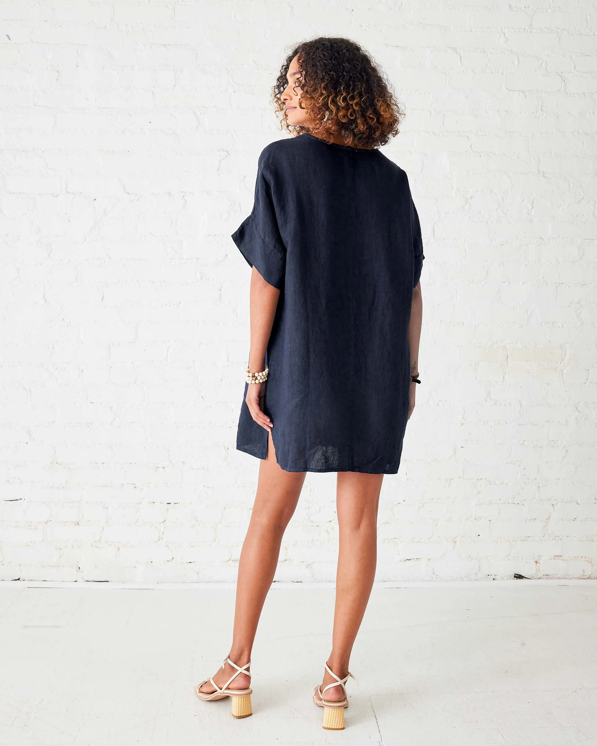 Cassis Linen Kaftan Dress