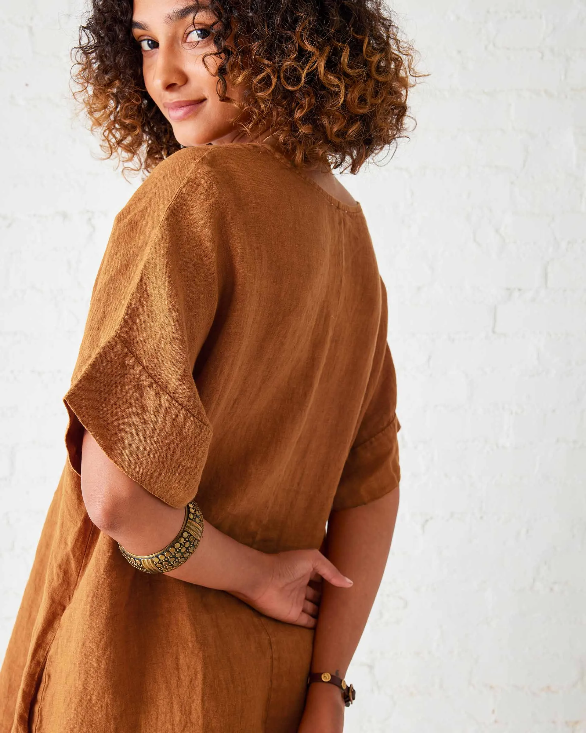 Cassis Linen Kaftan Dress