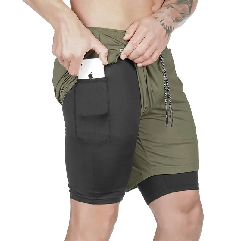 Casual Running Fake Two Pieces Quick Dry Men's Shorts