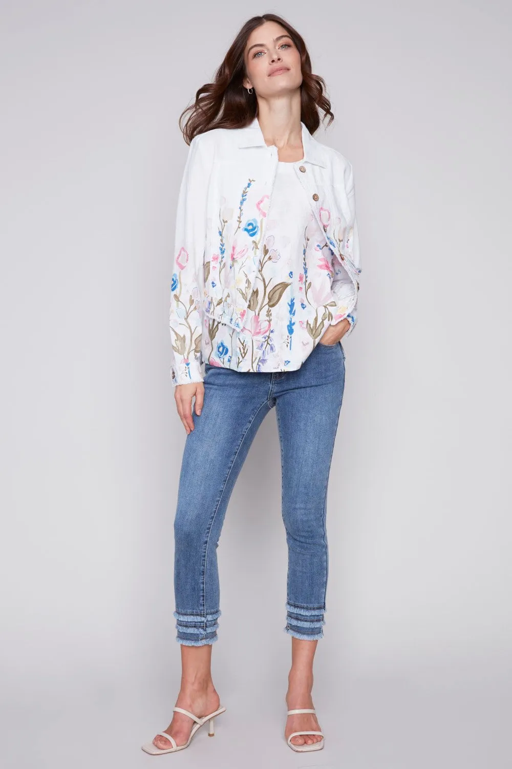 Charlie B Printed Linen Blend Jacket C6199PP-229B-P328 Pastel