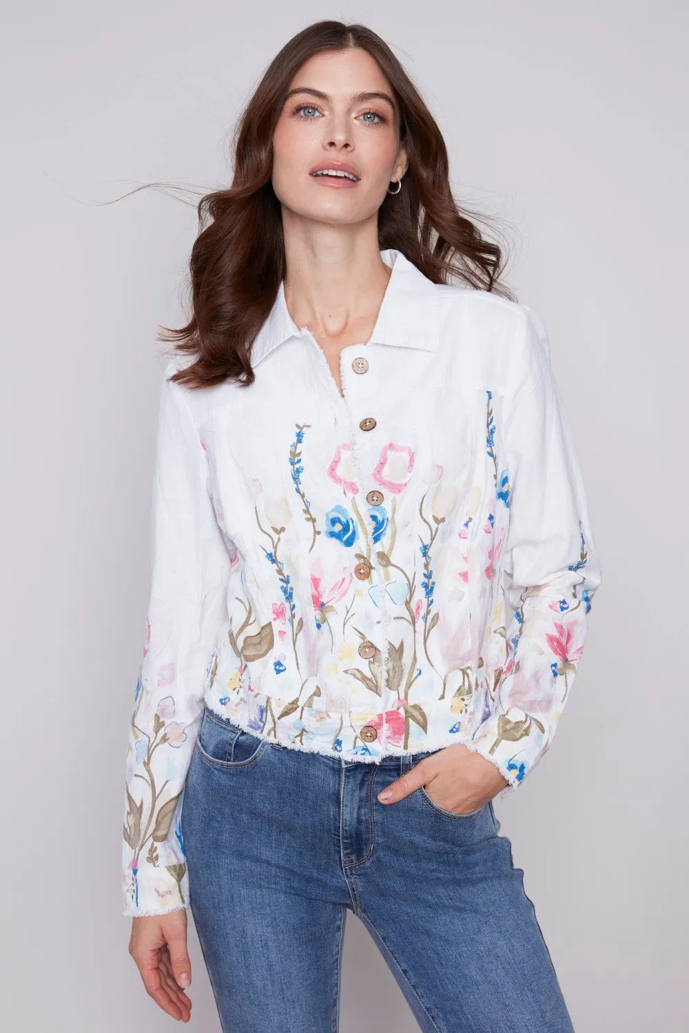 Charlie B Printed Linen Blend Jacket C6199PP-229B-P328 Pastel