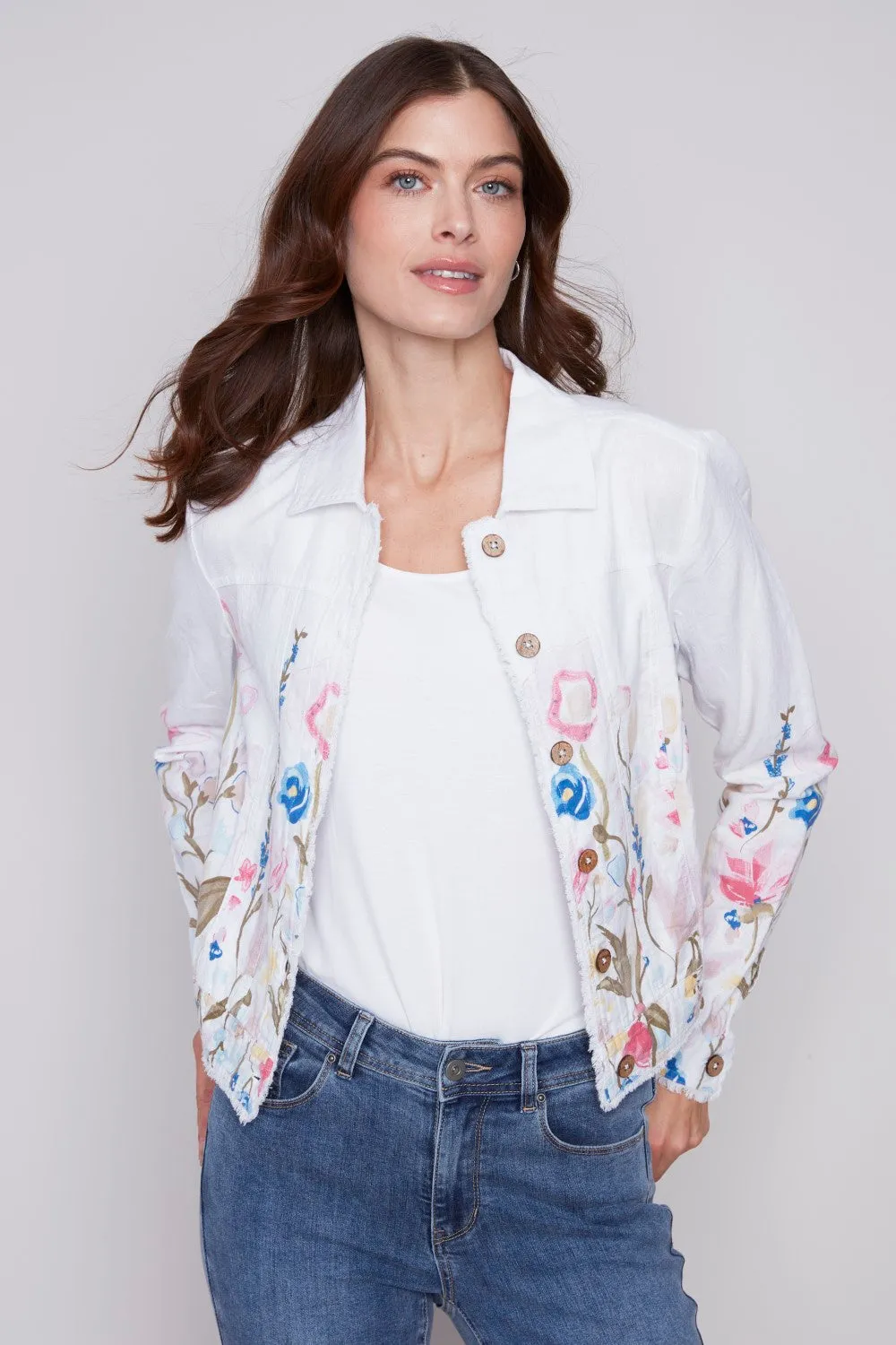 Charlie B Printed Linen Blend Jacket C6199PP-229B-P328 Pastel
