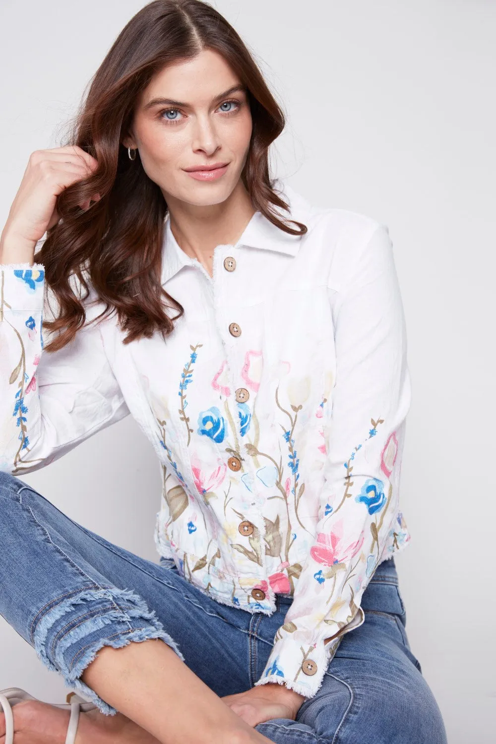Charlie B Printed Linen Blend Jacket C6199PP-229B-P328 Pastel