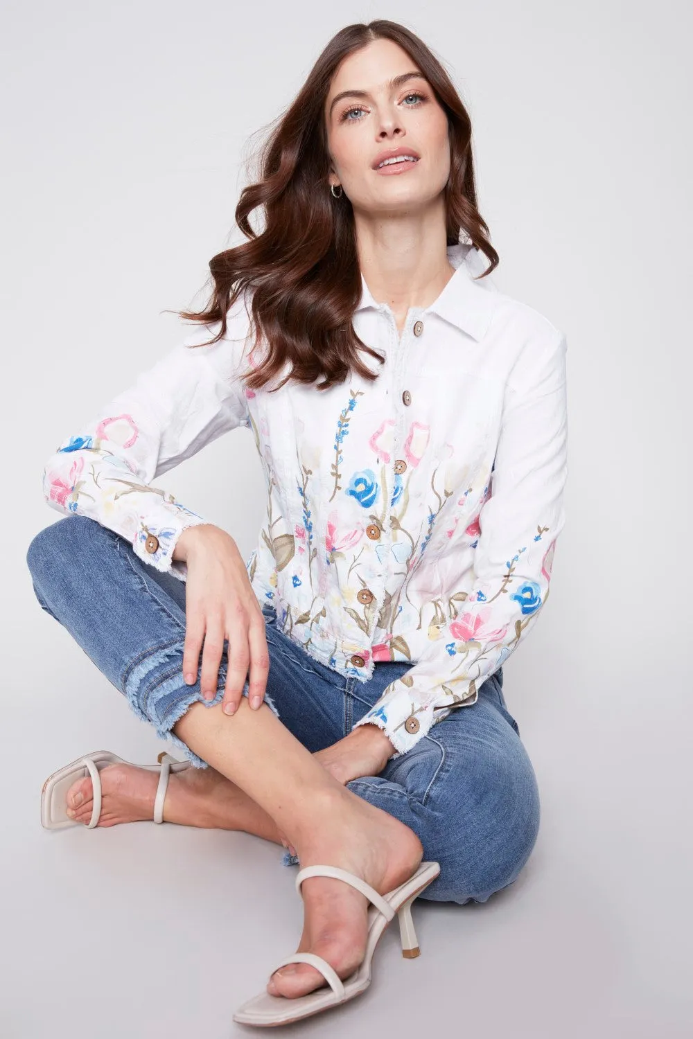 Charlie B Printed Linen Blend Jacket C6199PP-229B-P328 Pastel