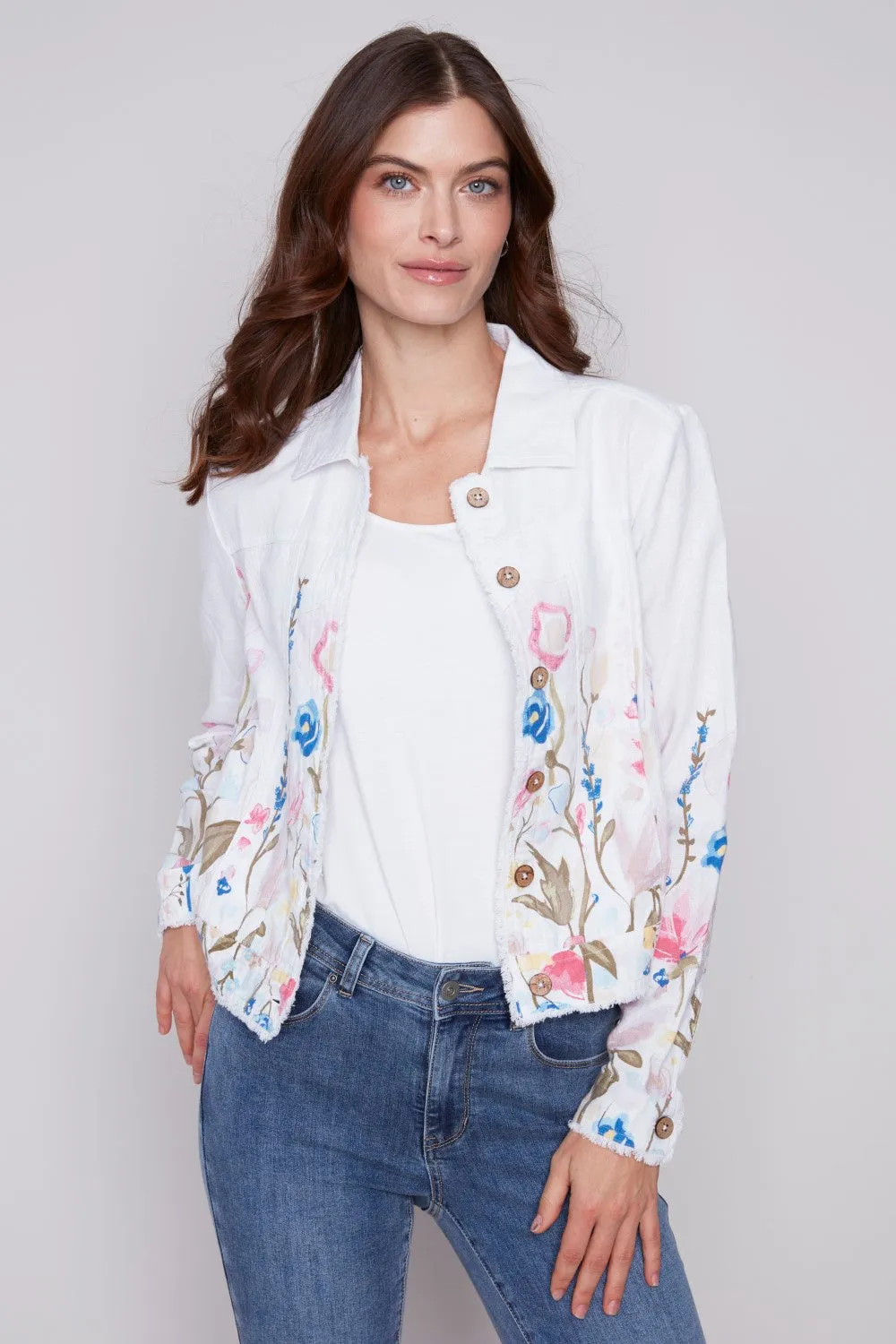 Charlie B Printed Linen Blend Jacket C6199PP-229B-P328 Pastel