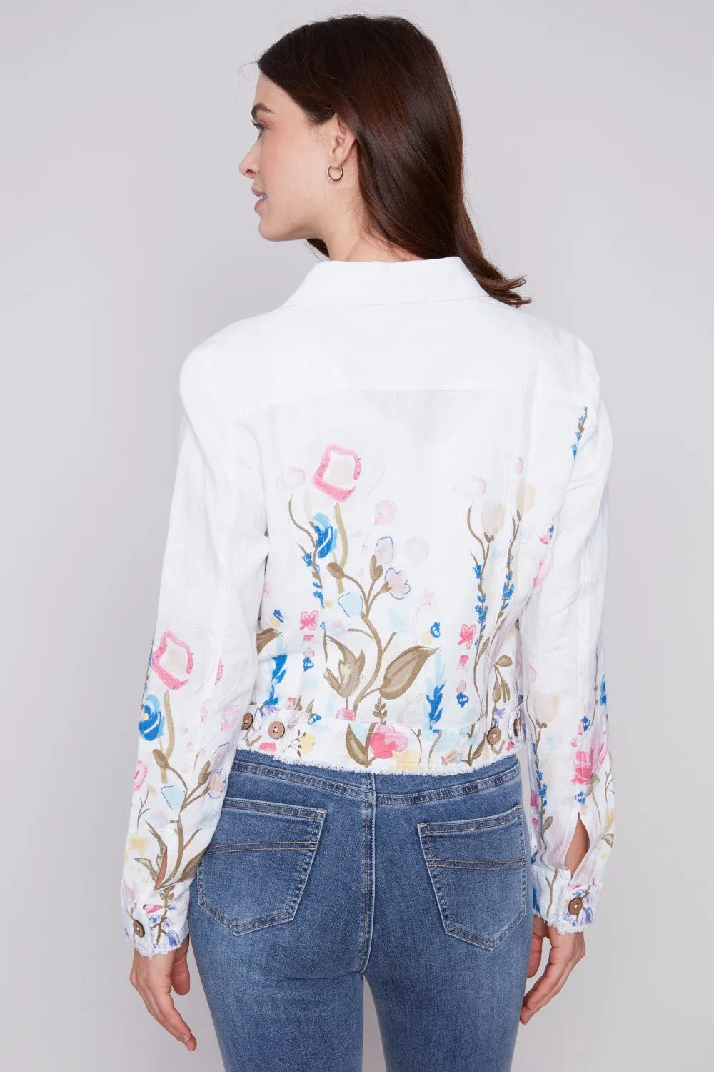 Charlie B Printed Linen Blend Jacket C6199PP-229B-P328 Pastel