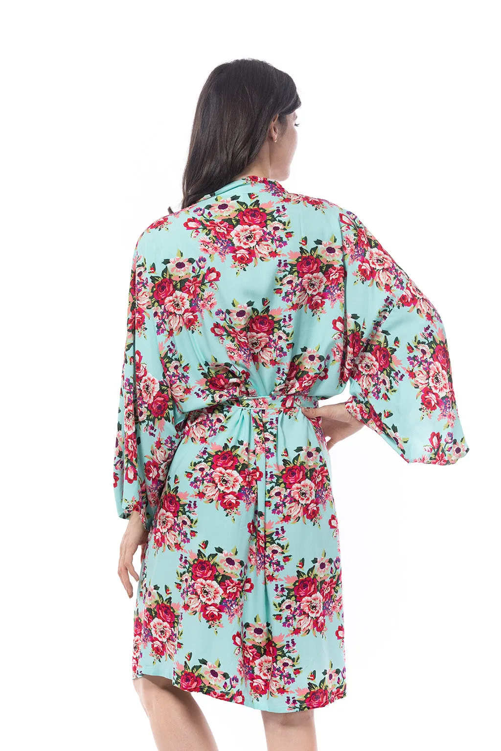 Cotton Floral Blossom Robe Light Blue