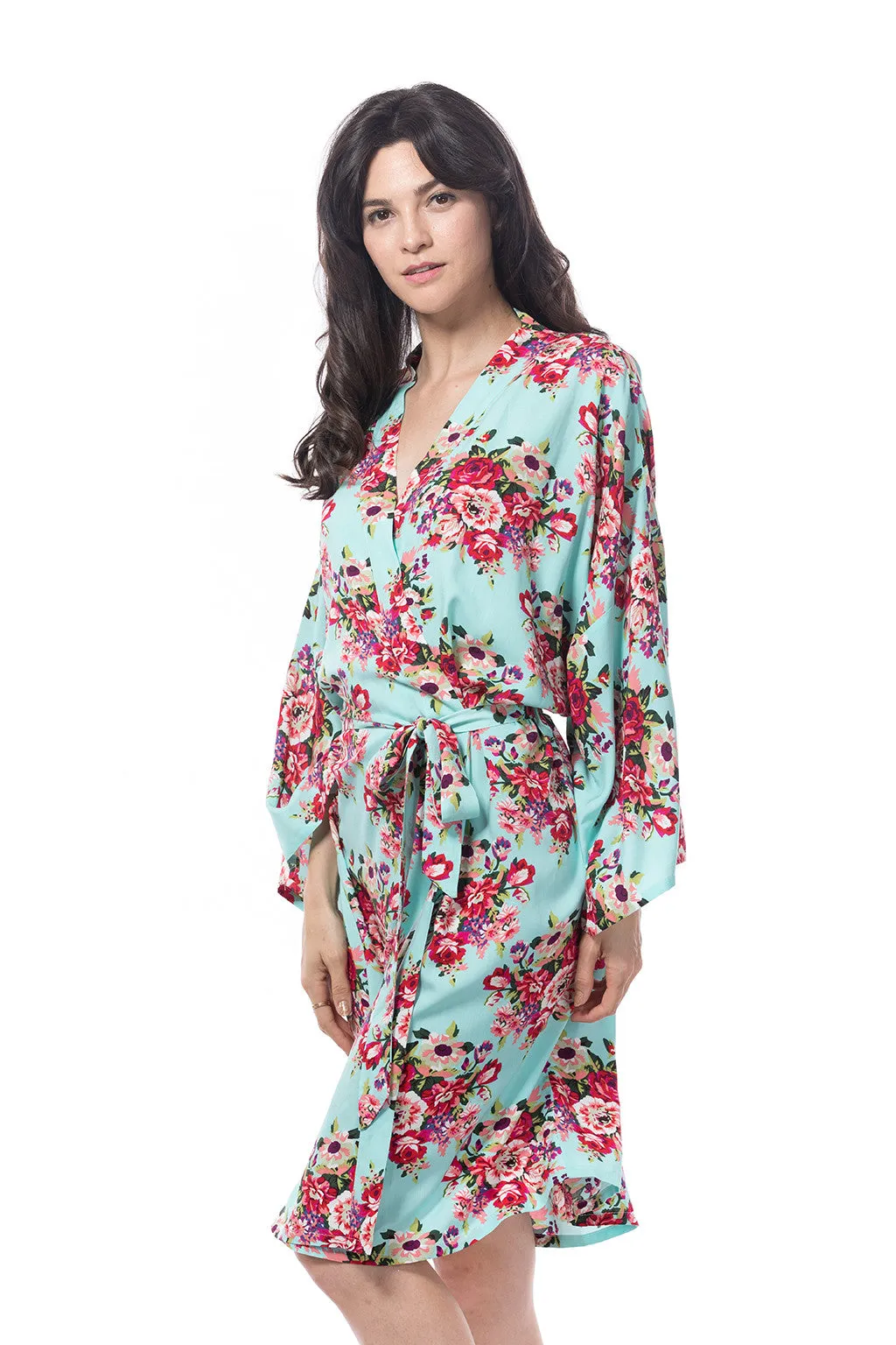 Cotton Floral Blossom Robe Light Blue