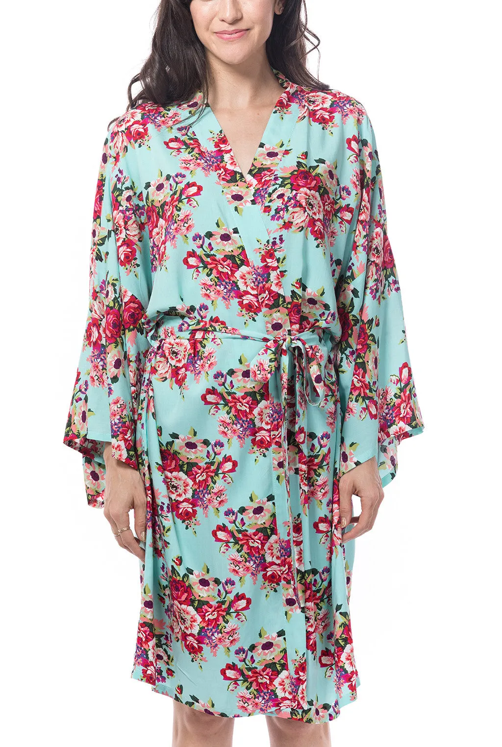 Cotton Floral Blossom Robe Light Blue