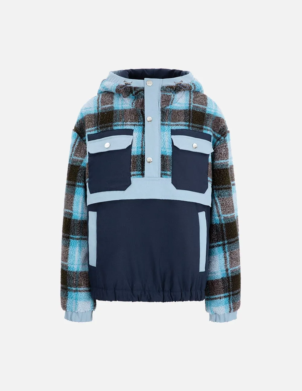 Couple Style Light Blue Plaid Patchwork Jacket