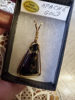 Custom Wire Wrapped Apache Gold Necklace/Pendant 14 Kgf Wire