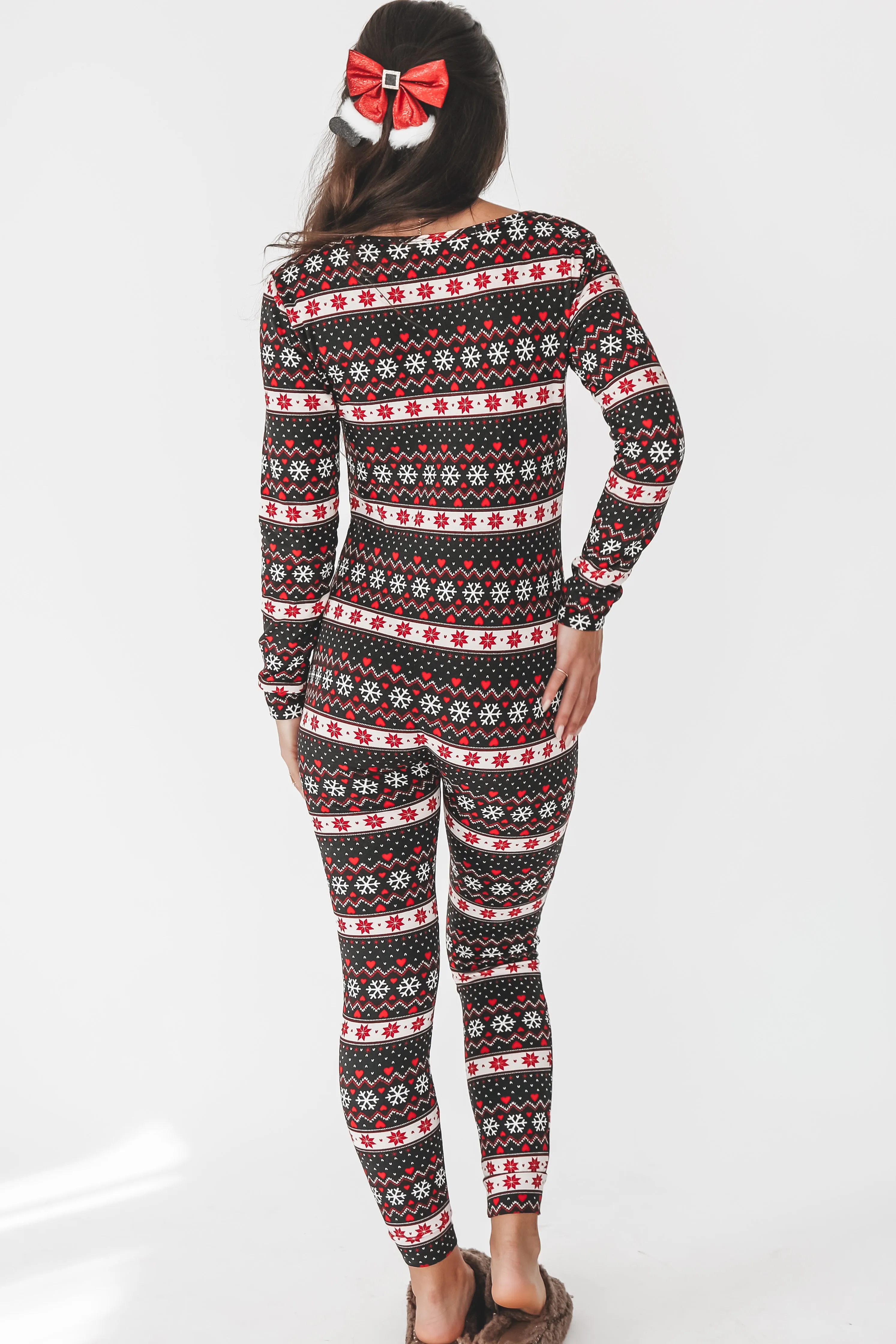 DEAL Deck The Hall Fleece Lined Long Sleeve Christmas Pajama Onesie