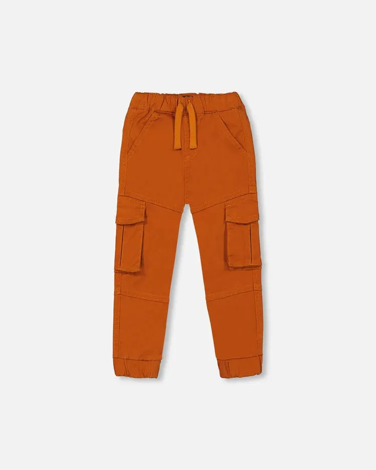 Deux Par Deux Stretch Twill Jogger Pants with Cargo Pockets - Adobe