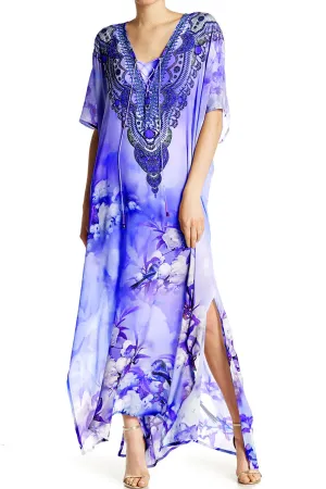 Digital Lavender Kaftan Dress Purple