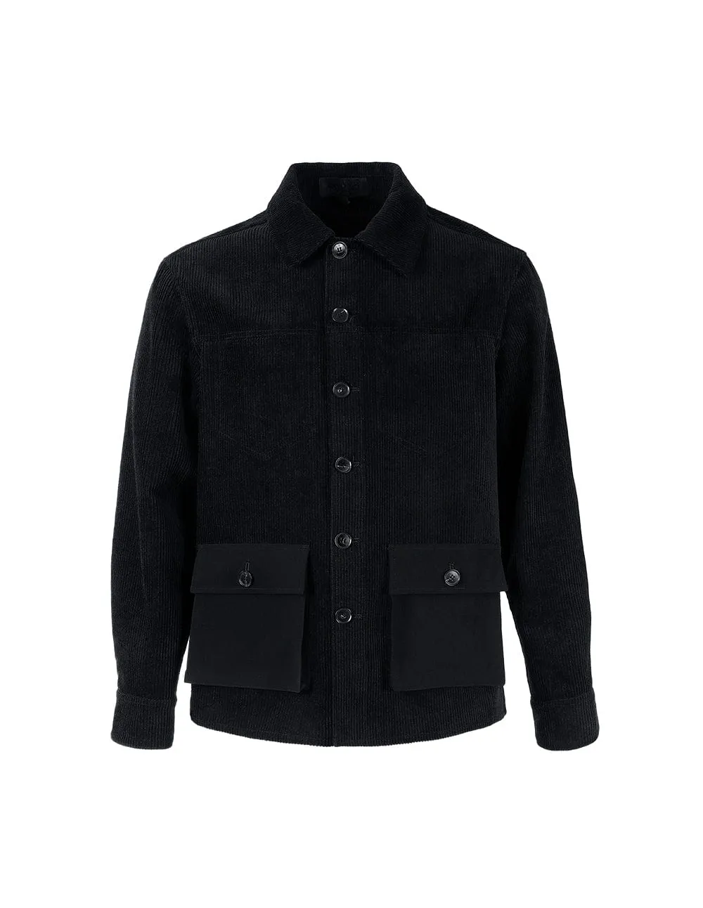 Donald Black Corduroy Flap Pockets Jacket